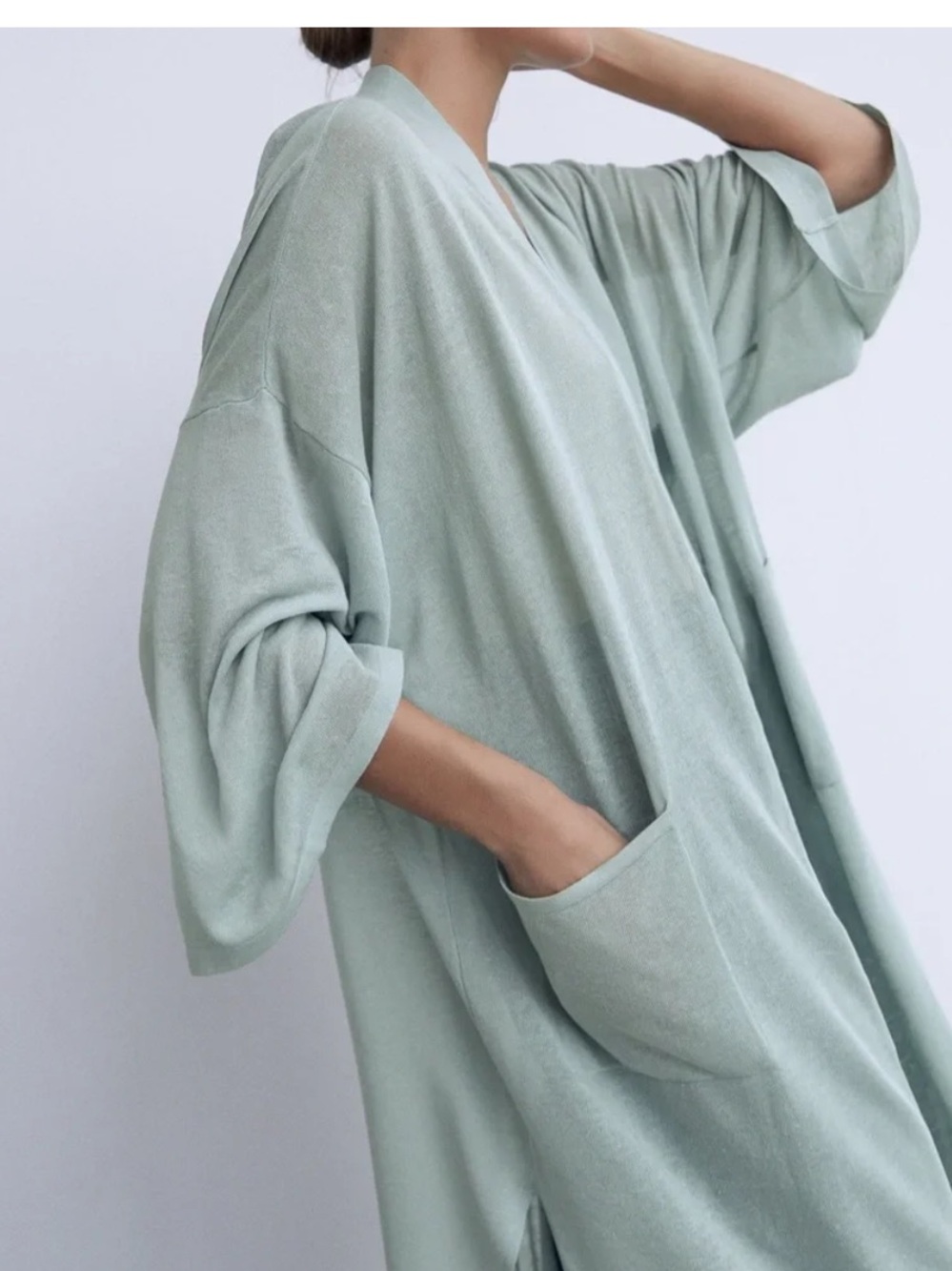 Zara Olive Light Front Open Cardigan
